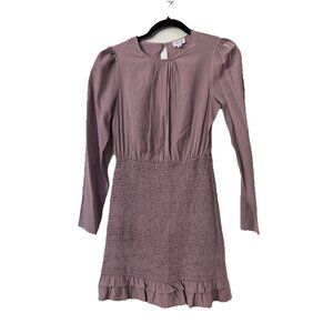 Le lis Collection Sz S  Mini Dress Mock Satin‎ Purple Open Back Ruffle Hem